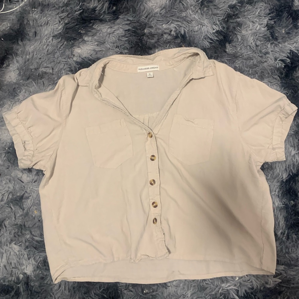 Alexander Jordan tan cropped button up size XL